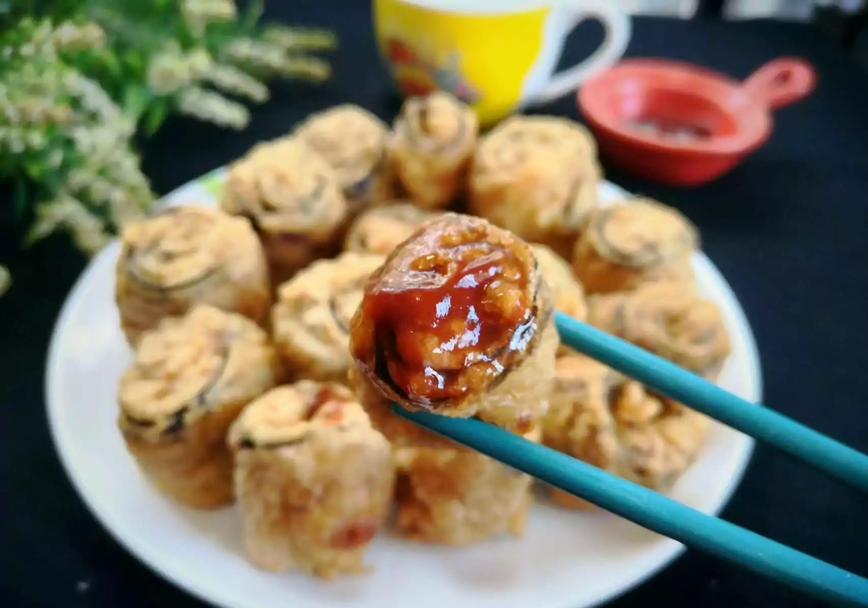 Cà Tím Cuộn Thịt Chiên Giòn