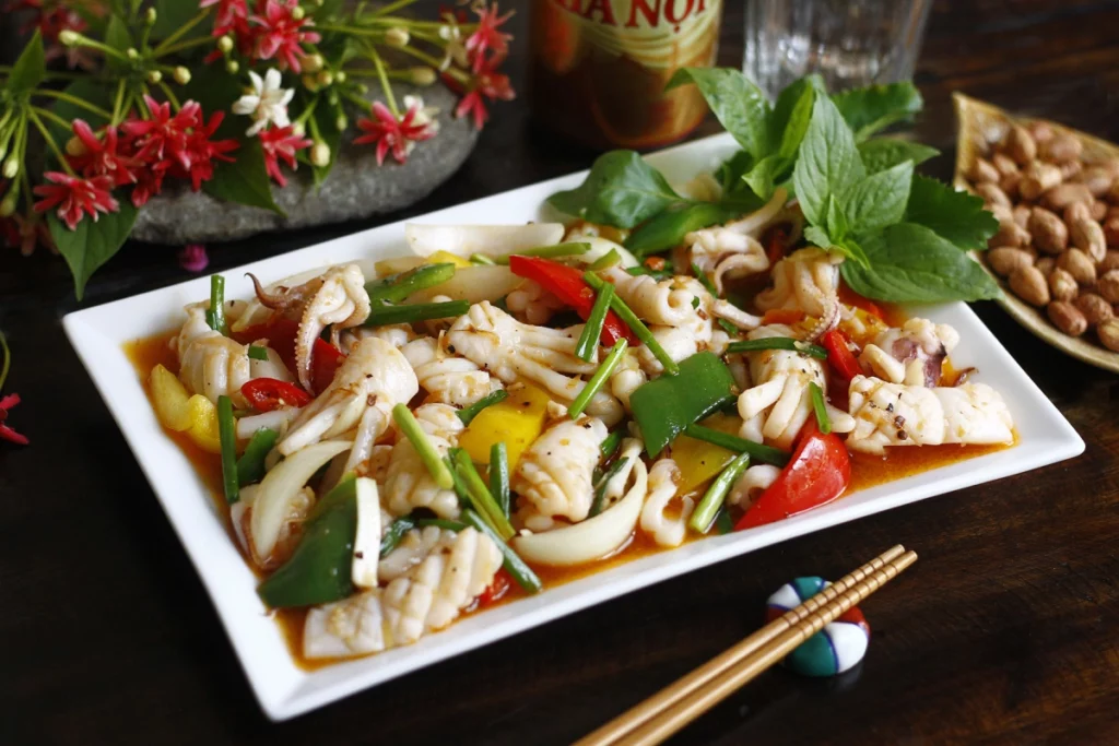 cách làm món mực xào sa tế