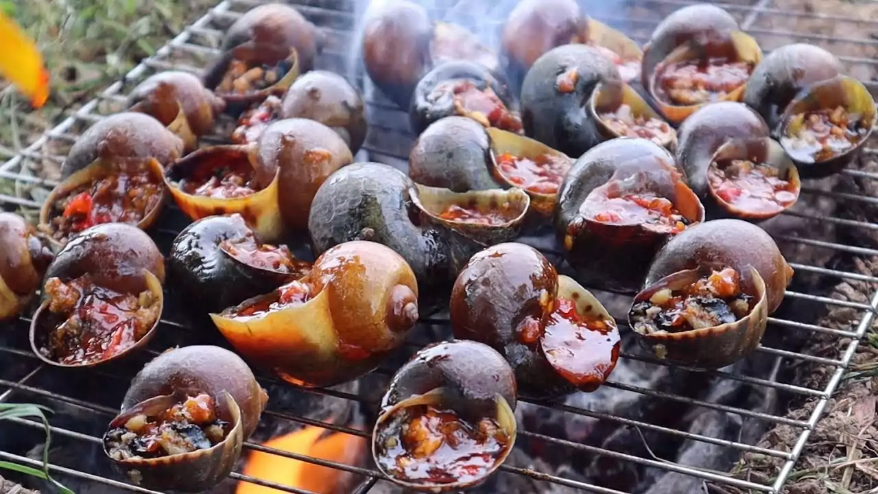 ốc bươu nhồi thịt nướng