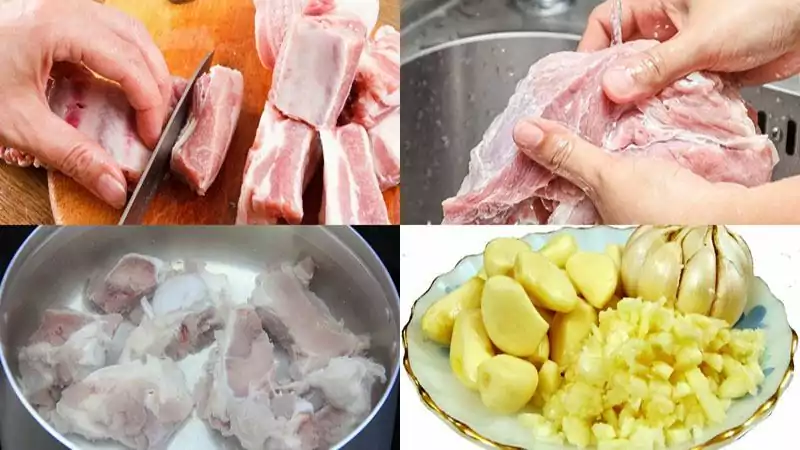 sơ chế sườn non